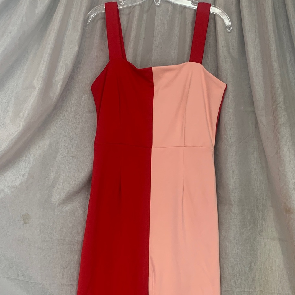 Alexia Admor Red & Pink Colorblock Midi Dress